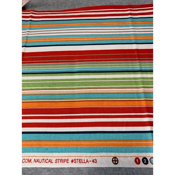 Dear Stella Nautical Stripe Cotton Fabric 24x12” Vibrant Multicolor Stripes Sewi - Picture 4 of 5